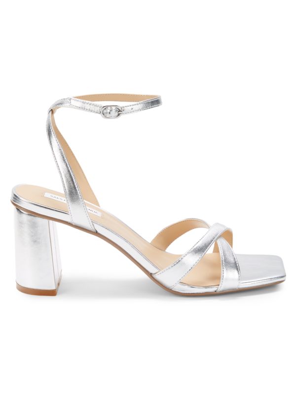 Saks Fifth Avenue Metallic Criss Cross Leather Sandals